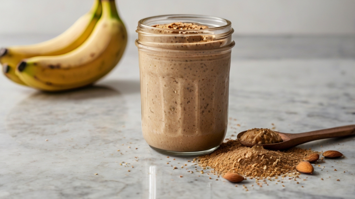 Batido Post-Entrenamiento de Plátano y Mantequilla de Almendra