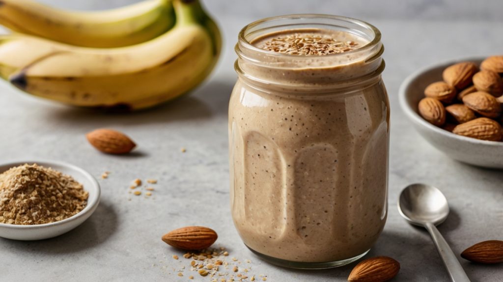 batido post entreno de plátano y almendras