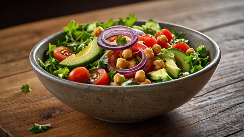 ensalada de garbanzos y aguacate