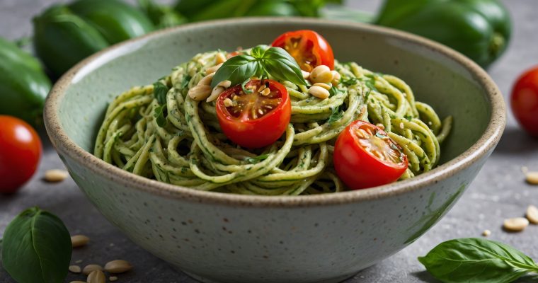 Pasta de Calabacín con Pesto de Aguacate