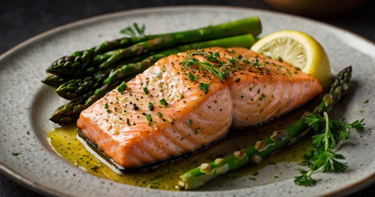 Salmón al Horno con Espárragos y Limón
