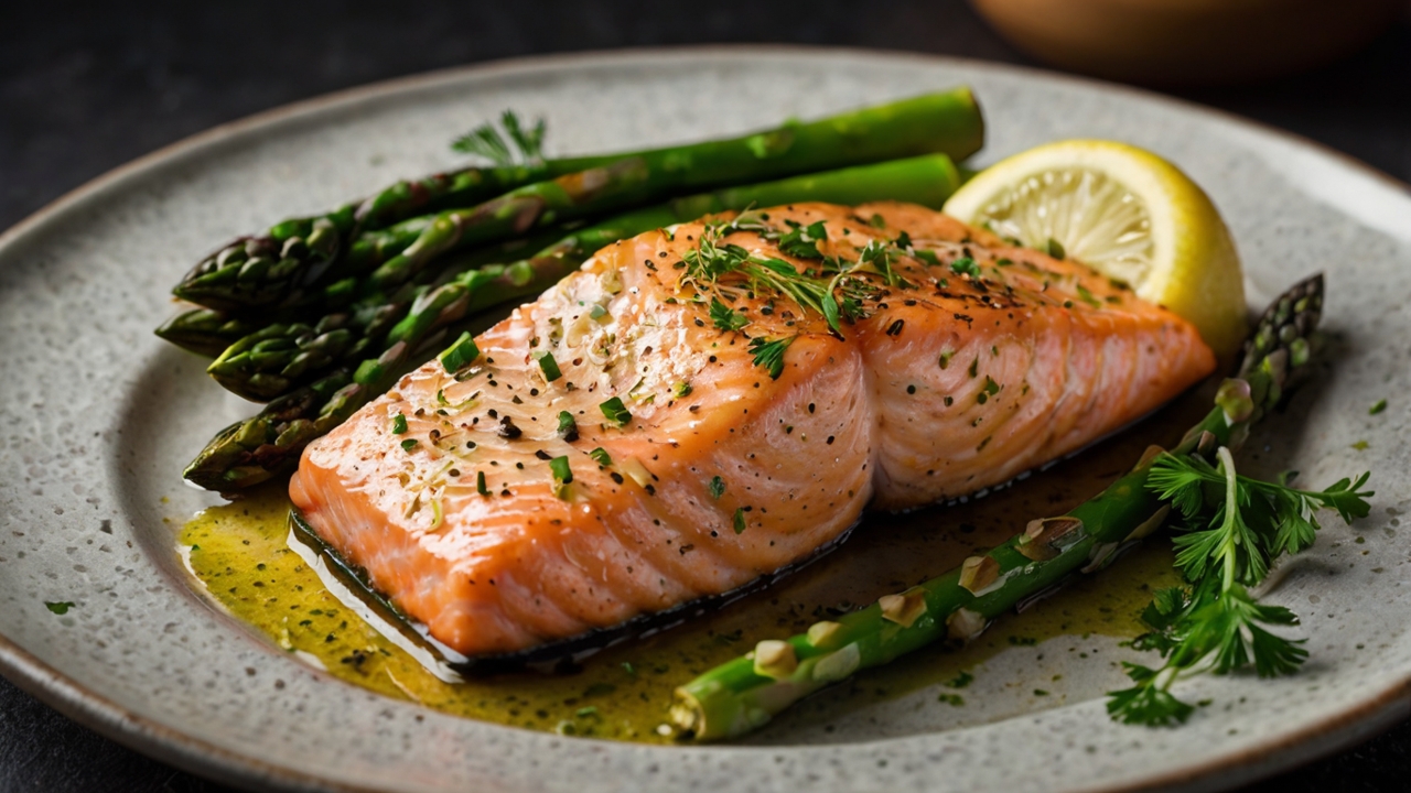 Salmón al Horno con Espárragos y Limón