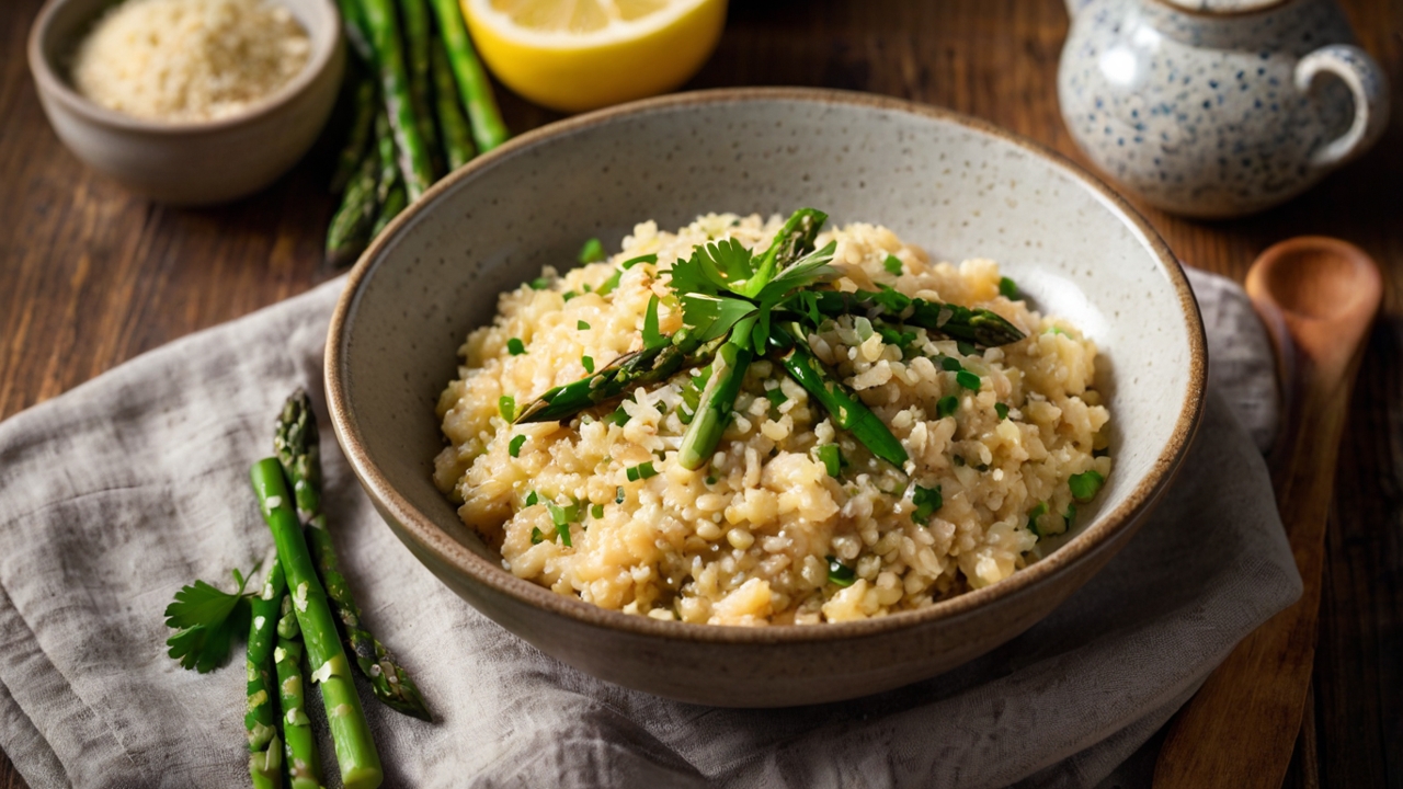 Risotto de Quinoa y Espárragos con Levadura Nutricional