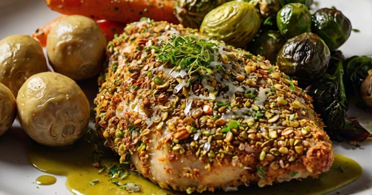 Pollo al Horno con Costra de Pistachos y Mostaza