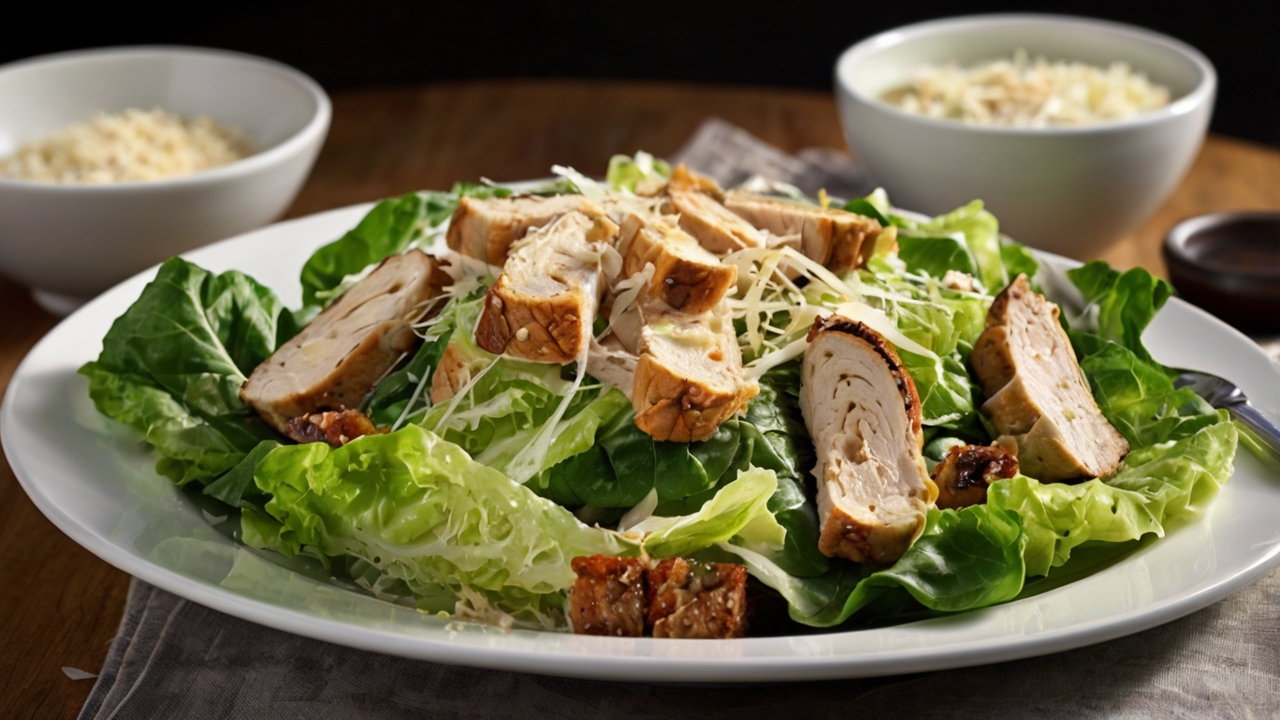 Ensalada César Saludable con Pollo a la Parrilla