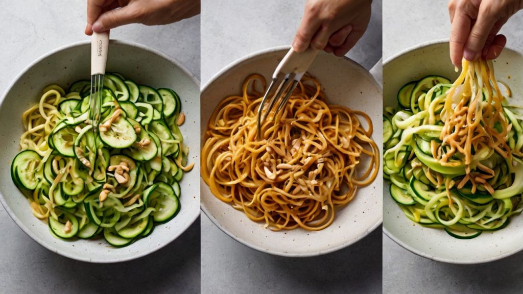 Bowl de Zoodles con Pollo y Salsa de Cacahuete