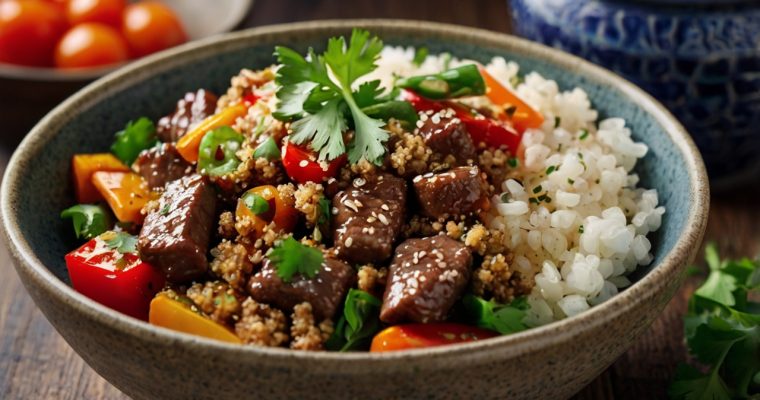 Bowl de Ternera Salteada con Quinoa y Verduras