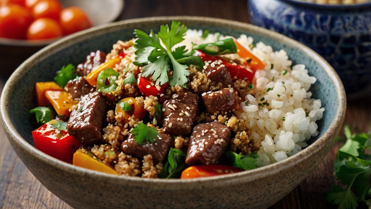 Bowl de Ternera Salteada con Quinoa y Verduras