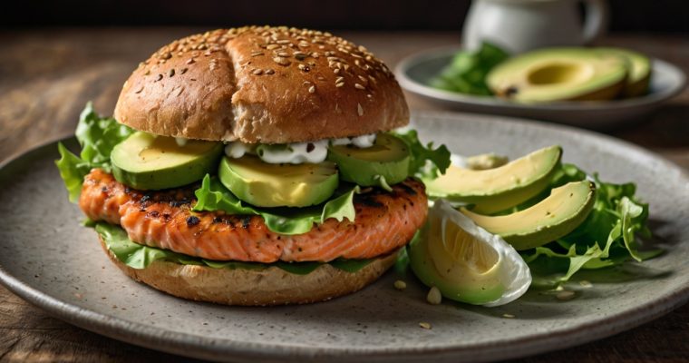 Hamburguesa de Salmón con Pan de Avena