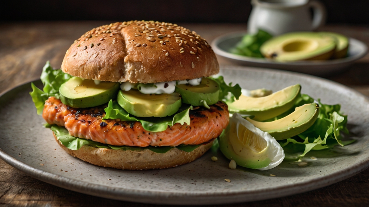 Hamburguesa de Salmón con Pan de Avena