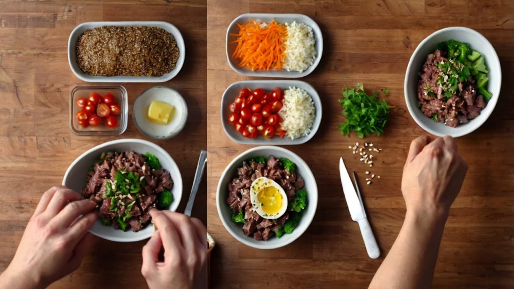 bowl de ternera con quinoa