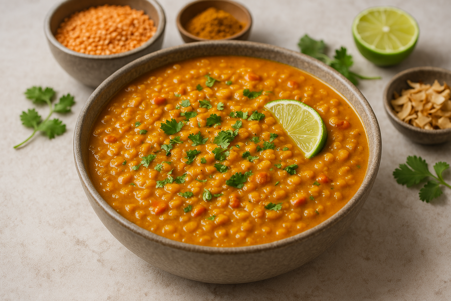 Cazuela de Lentejas Rojas al Curry con Coco